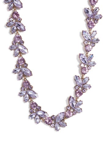 Knotty Crystal Statement Collar Necklace In Purple