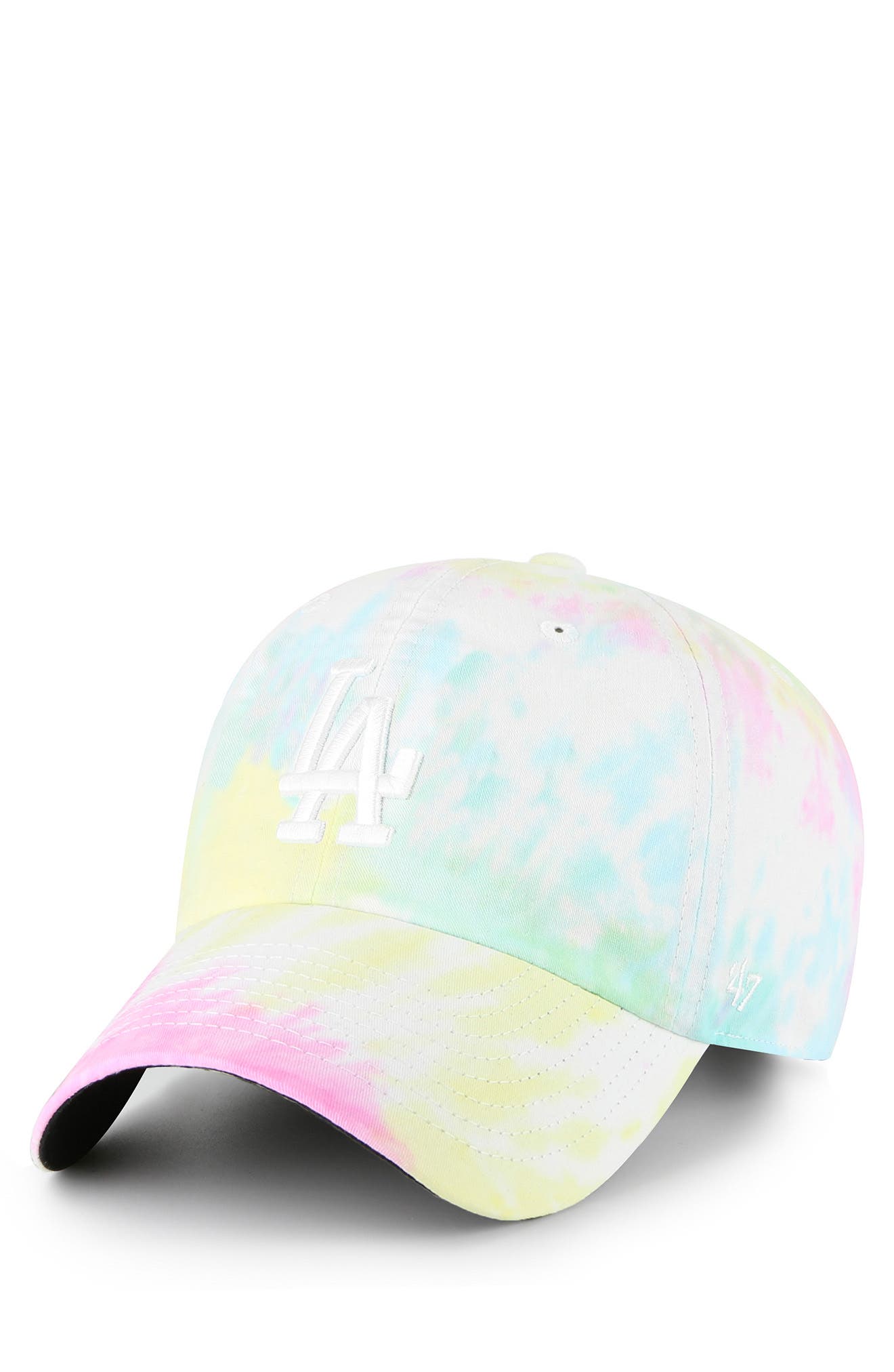 47 Brand Mlb Los Angeles Dodgers Tie Dye Baseball Cap In White