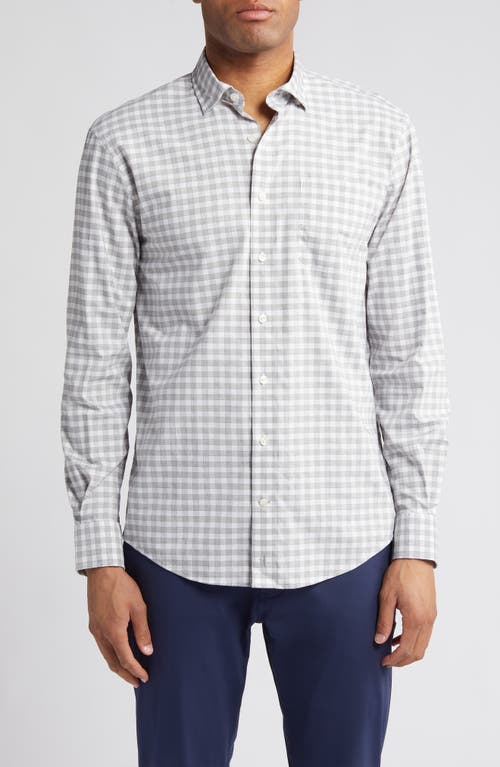 Ashworth PREP-FORMANCE Check Button-Up Shirt in Light Gray