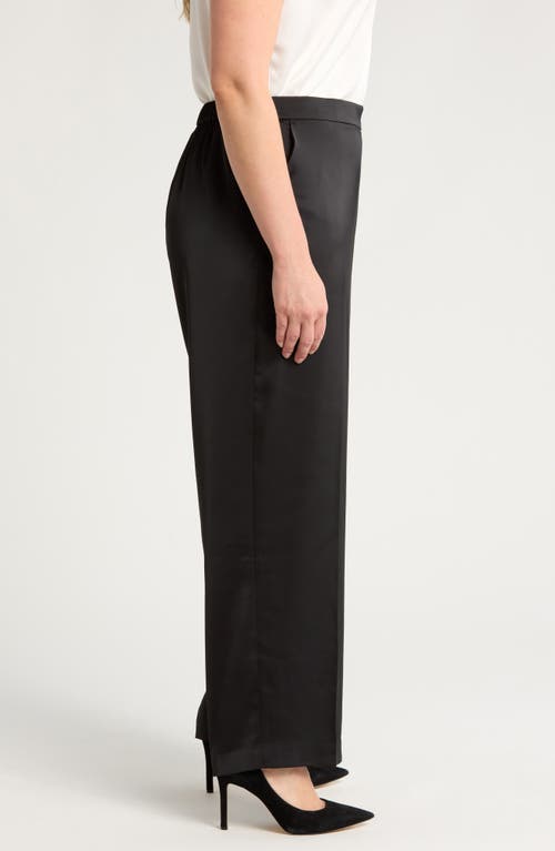 Shop Anne Klein Wide Leg Satin Pants In Anne Black