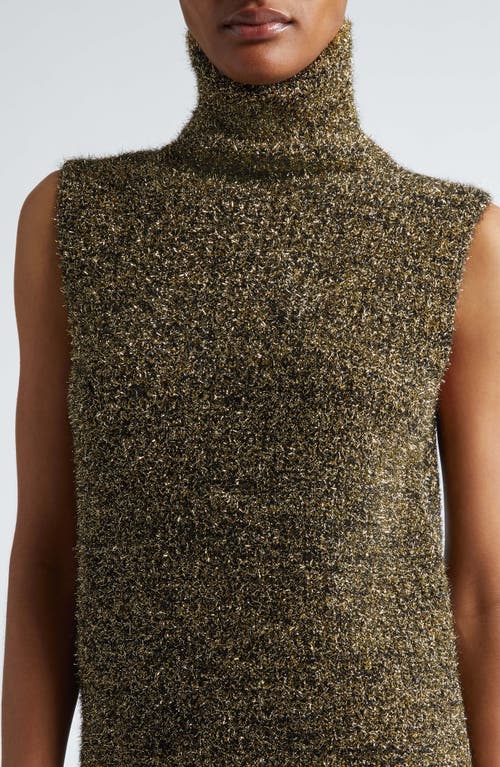 Shop Rohe Róhe Metallic Sleeveless Turtleneck Sweater In Gold