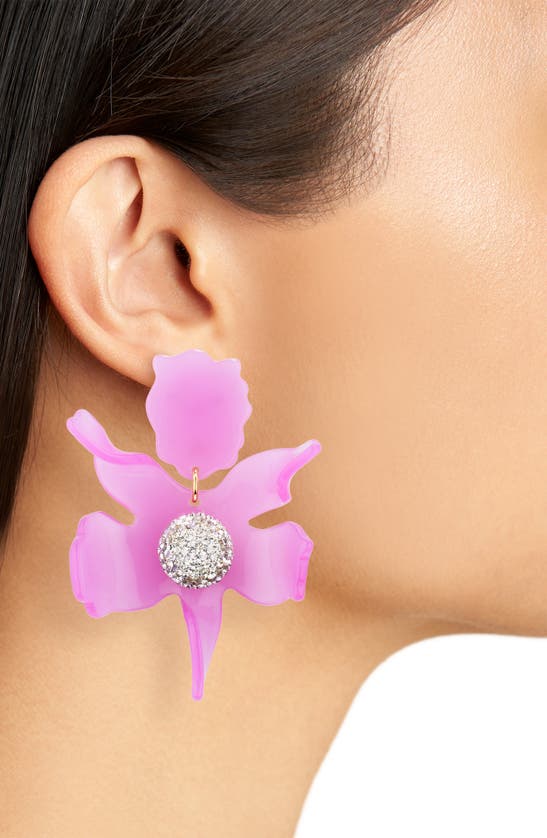 Shop Lele Sadoughi Crystal Lily Earrings In Ultraviolet