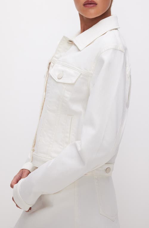 Good American Committed To Fit Denim Jacket In Cloud White001