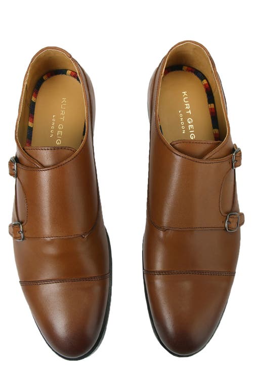 Shop Kurt Geiger London Hunter Cap Toe Double Monk Strap Shoe In Light/pastel Brown