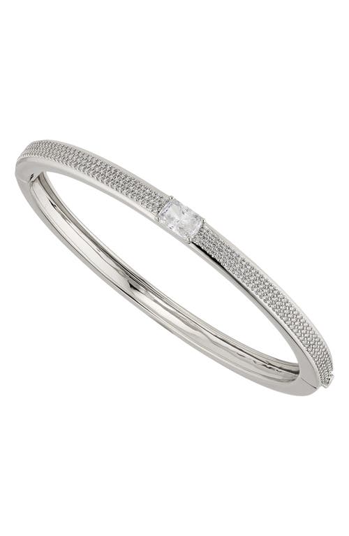 Cubic Zirconia Hinge Bracelet in Rhodium