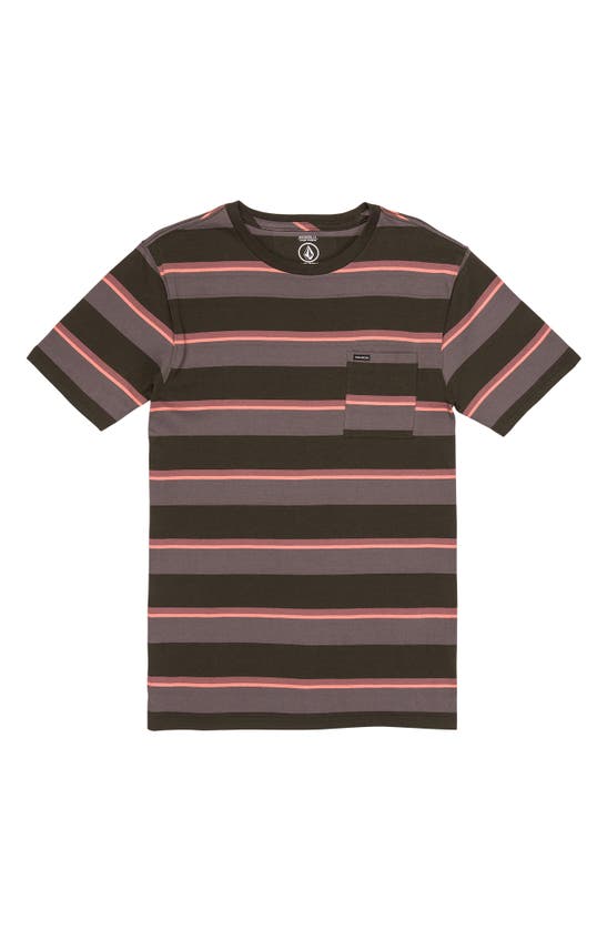 Volcom Boldstone Stripe T-shirt In Black