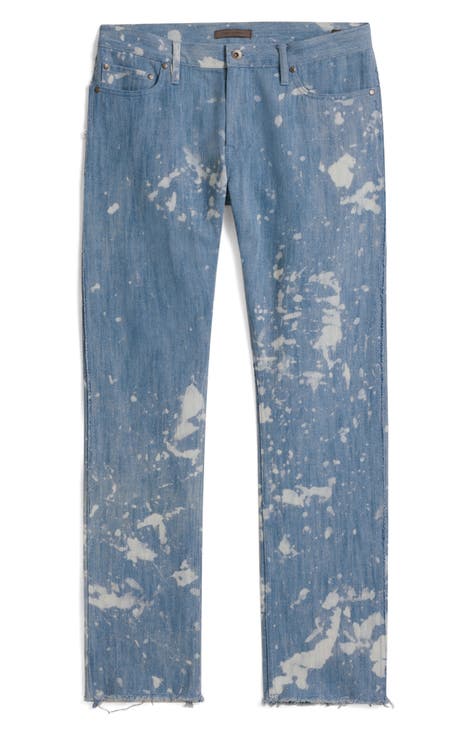 Bleached Raw Hem Regular Fit Jeans (Dutch Blue)