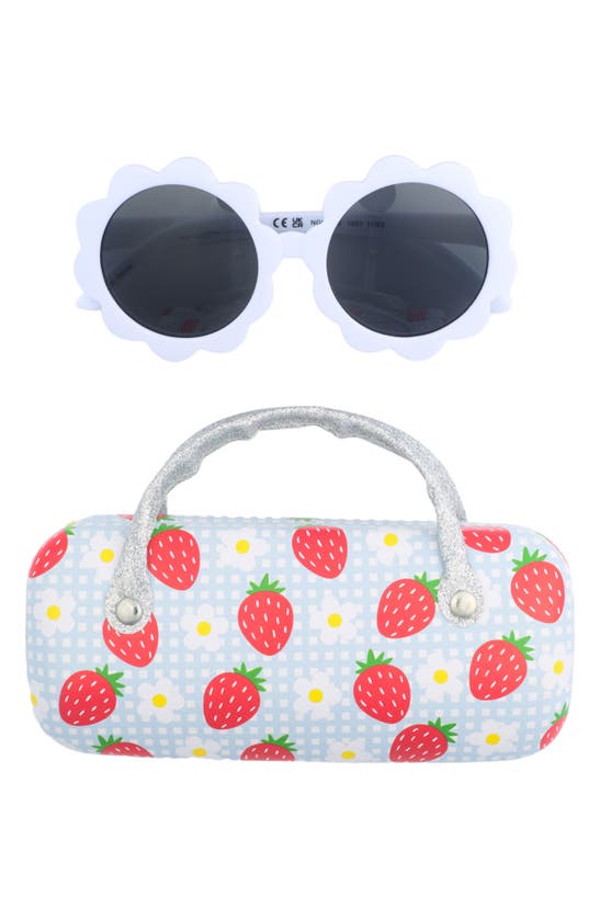 Shop Capelli New York Kids' Flower Sunglasses & Case Set In White Combo