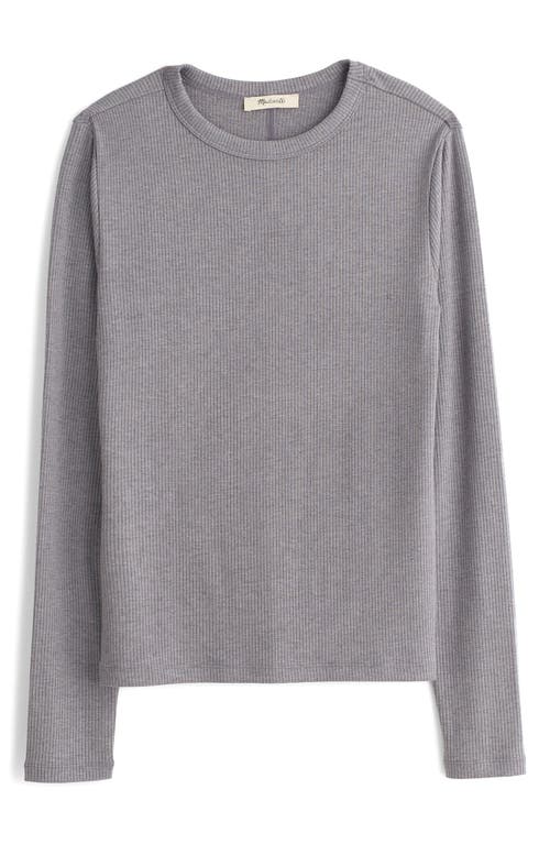 Shop Madewell Drapey Long Sleeve Rib T-shirt In Heather Black Charcoal