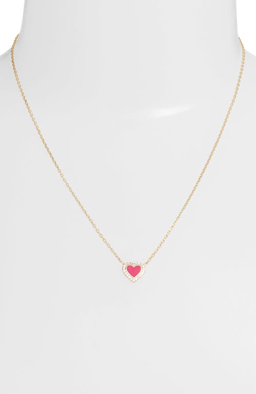 Shop Shymi Everyday Pavé & Enamel Heart Pendant Necklace In Gold/pink