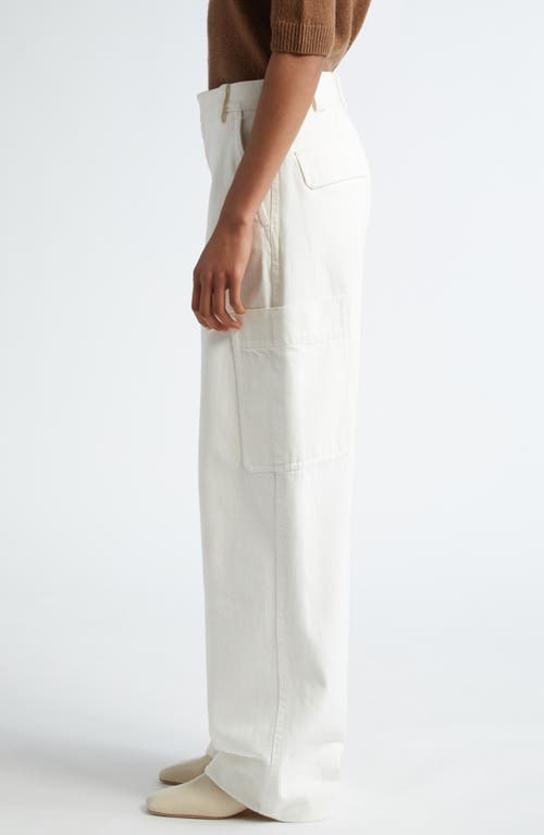 Vince Utility High Waist Wide Leg Recycled Wool Blend Pants In Off White