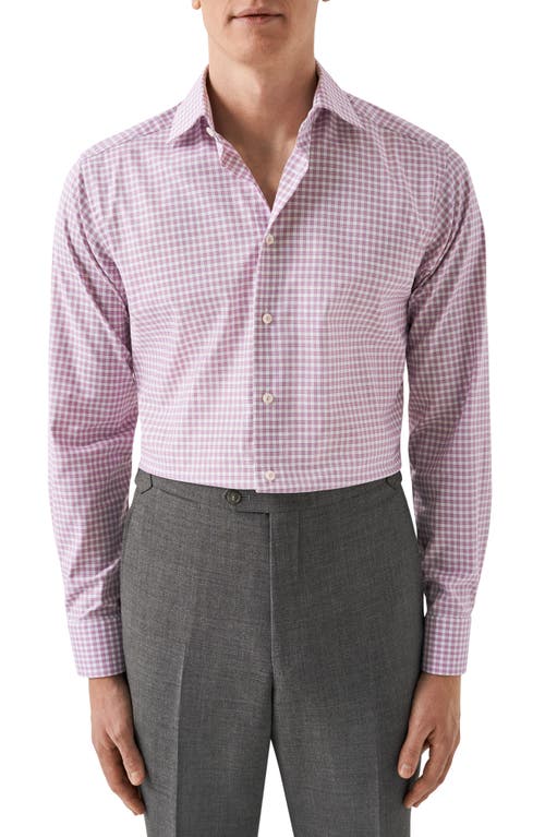Slim Fit Check Organic Cotton Dress Shirt in Medium Pink