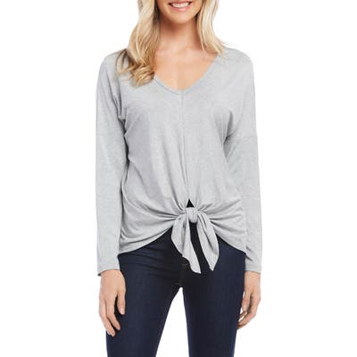 Karen Kane Drop Shoulder Tie Front Top, Grey