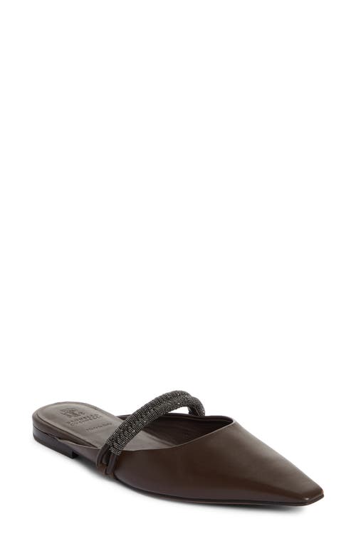 Brunello Cucinelli Monili Strap Mule Dark Brown at Nordstrom,