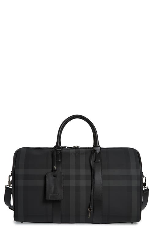 Boston Check Canvas Duffle Bag in Charcoal Check