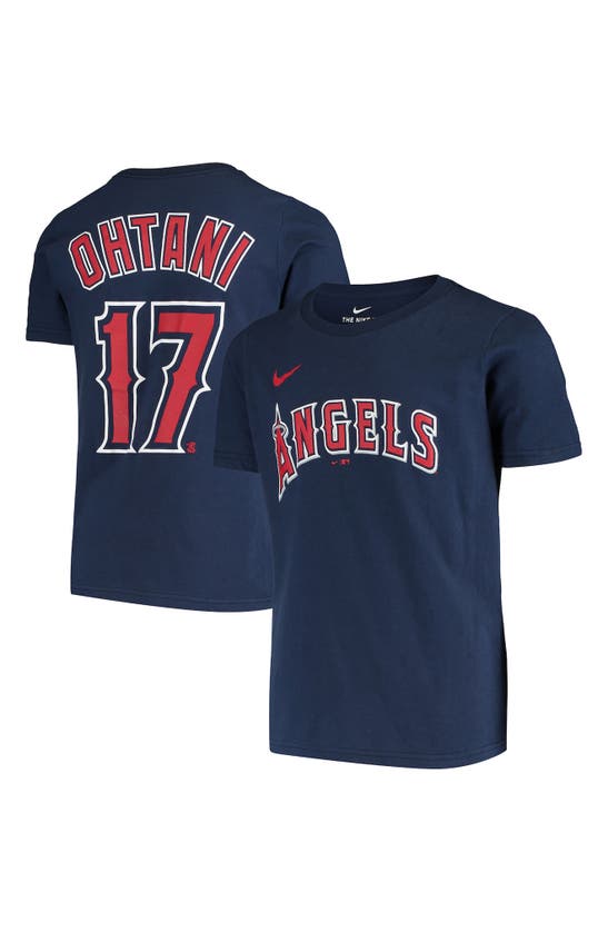 Youth Nike Shohei Ohtani Navy Los Angeles Angels Player Name & Number T- Shirt