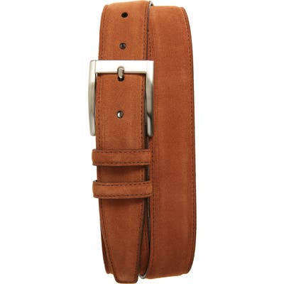 Torino Calfskin Suede Belt, Walnut