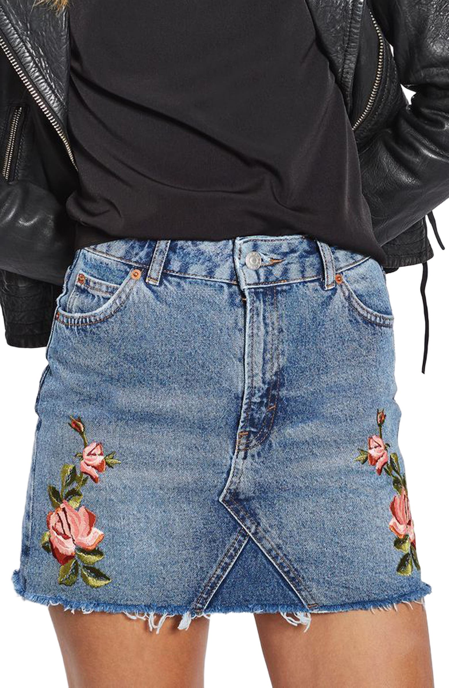 Topshop Rose Denim Miniskirt | Nordstrom
