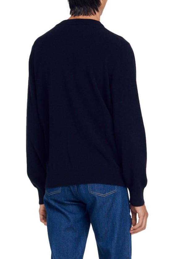 Shop Sandro Crewneck Cashmere Sweater In Navy