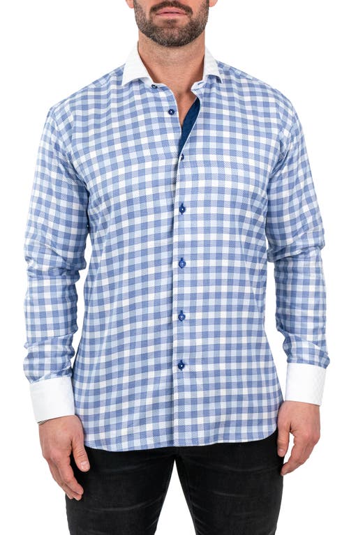 Maceoo Einstein Jacqcuffed Blue Button-Up Shirt 