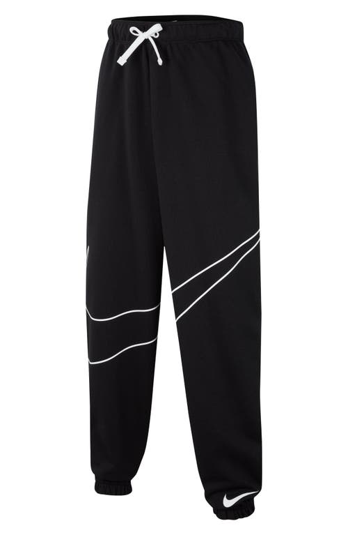 Nike Kids' Sportswear Oversize French Terry Sweatpants in Black/White