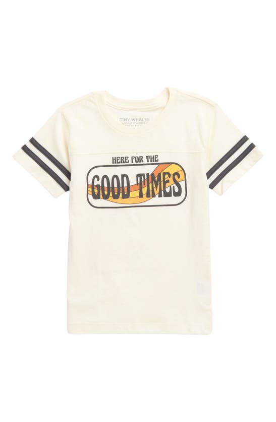 Shop Tiny Whales Kids' Good Times Graphic Football T-shirt In Natural/vintage Black