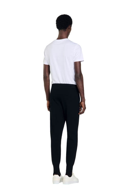 Sandro Drawstring Fine-knit Track Pants In Black
