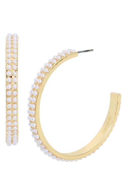 Allsaints Imitation Pearl Hoop Earrings In Gold