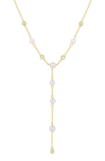 Ron Hami 14k Gold Pearl & Diamond Station Y-necklace