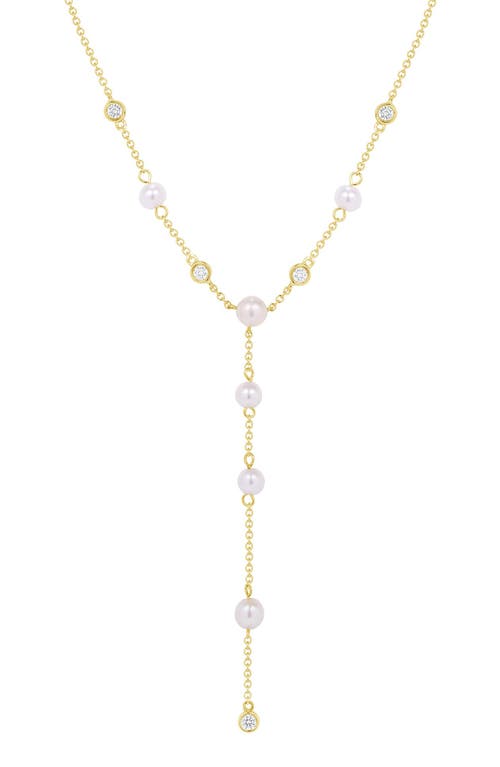 Ron Hami 14k Gold Pearl & Diamond Station Y-necklace In Yellow Gold/diamond