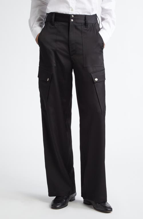 Shop Maria Mcmanus Snap Stretch Wide Leg Cargo Pants In Black