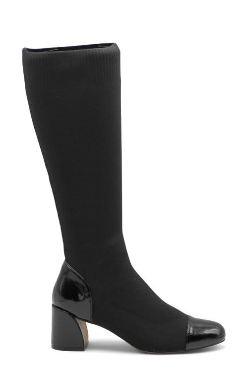 Adrienne Vittadini Capri Cap Toe Knee High Boot In Black Knit