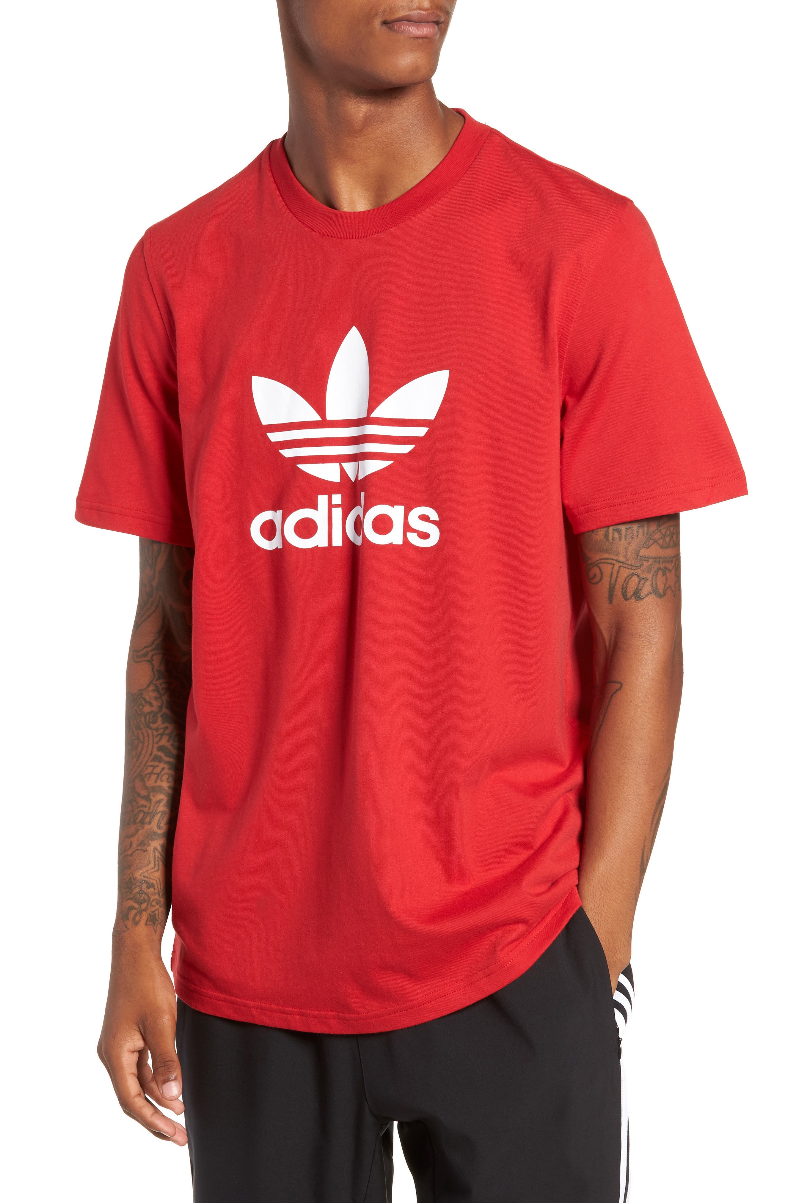 UPC 192609980767 product image for Men's Adidas Originals Trefoil Graphic T-Shirt, Size X-Large - Red | upcitemdb.com