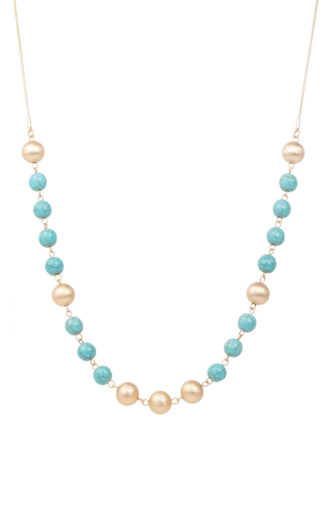 Saachi Natural Stone Beaded Adjustable Slider Necklace In Dark Green