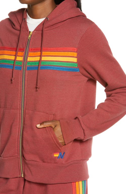 Shop Aviator Nation 5-stripe Zip Hoodie In Claret/neon Pink Rainbow