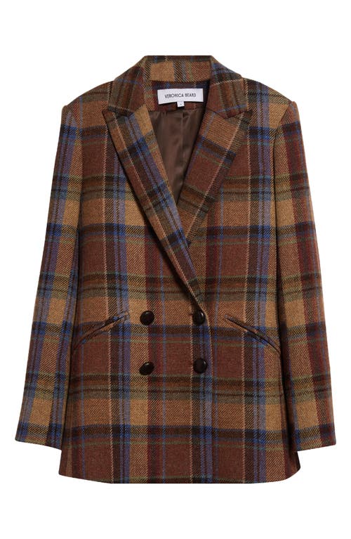 Shop Veronica Beard Oria Plaid Wool Dickey Jacket In Russet Multi