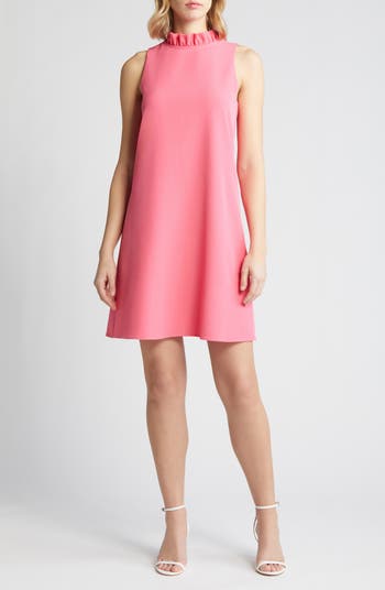 Anne Klein Ruffle Neck Sleeveless Shift Minidress Nordstrom