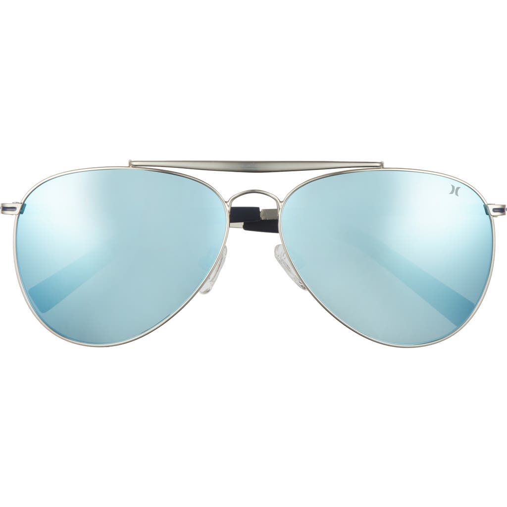 Hurley Shorebreak 60mm Polarized Aviator Sunglasses In Blue