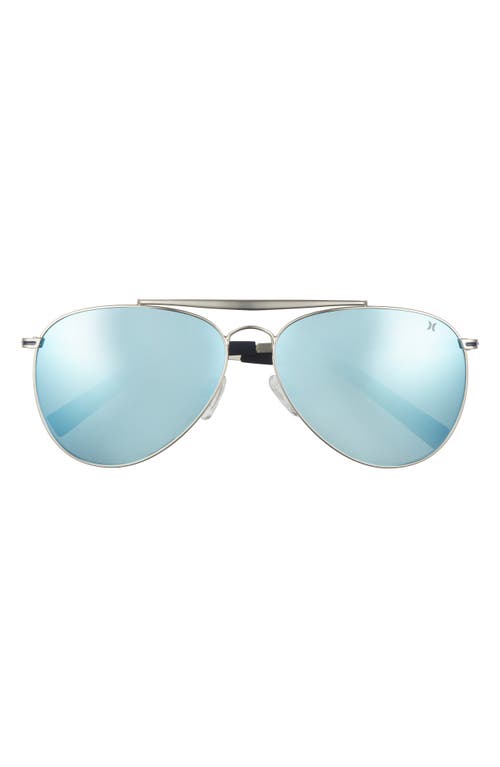 Shop Hurley Shorebreak 60mm Polarized Aviator Sunglasses In Silver/smoke