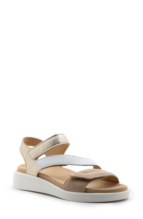 Ara Marina Wedge Sandal In Sand/white/platinum