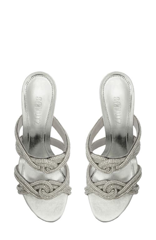 Shop Schutz Jocelyn Slide Sandal In Ciment/cristal/prata