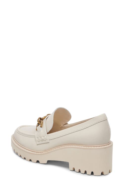 Dolce Vita Harlen Platform Loafer In Ivory Crinkle Patent