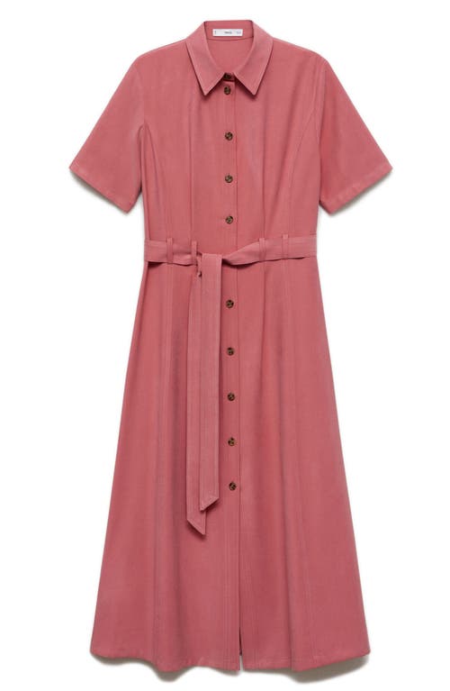 Shop Mango Belted Midi Shirtdress In Pastel Pink