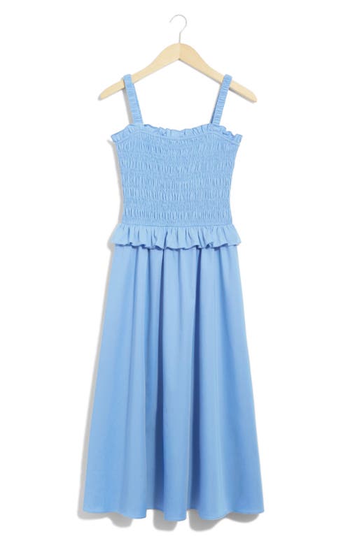 Shop & Other Stories Smocked Midi Sundress In Blue Dusty Light