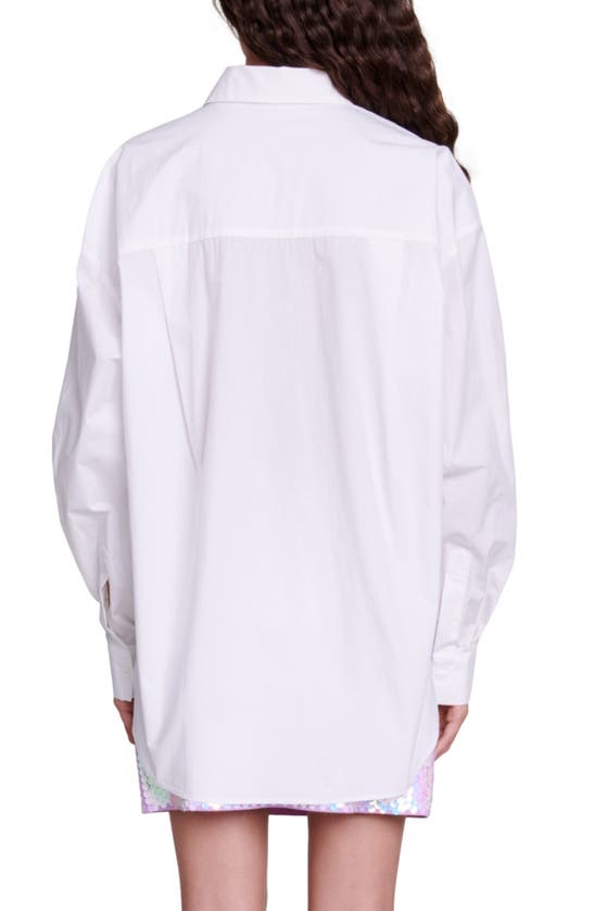 Shop Maje Placed Floral Cotton Button-up Shirt In White
