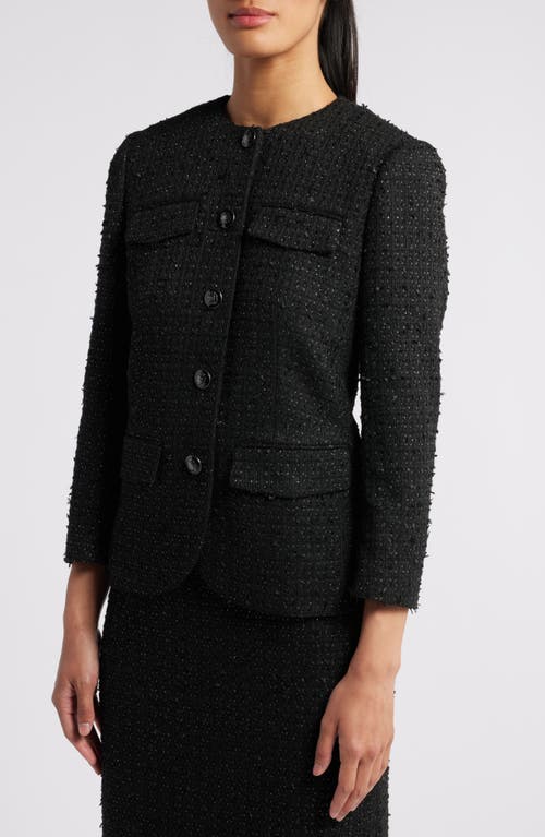 Shop Anne Klein Collarless Tweed Blazer In Anne Black