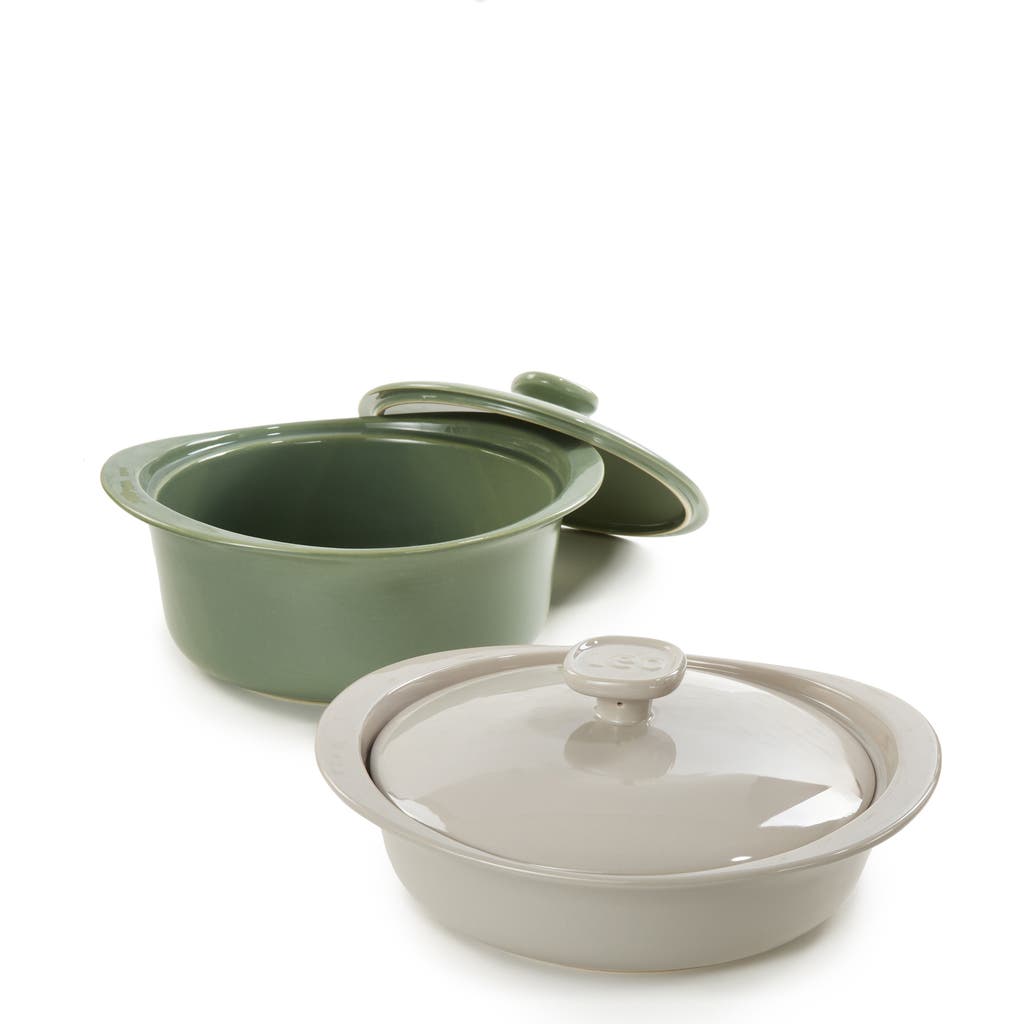 Berghoff Leo Balance 4-piece Ceramic Covered Caserole Dish In Green/ivory