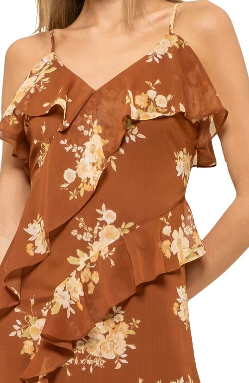 BLU PEPPER BLU PEPPER FLORAL RUFFLE MIDI DRESS