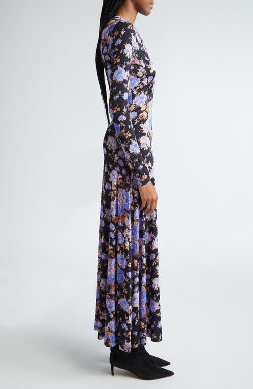 Shop Ulla Johnson Naia Floral Long Sleeve Maxi Dress In Iris