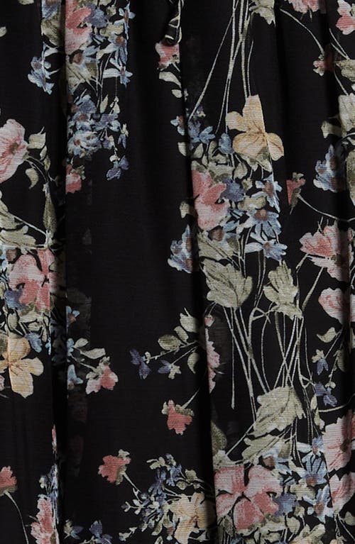 Ava & Yelly Kids' Floral Ruffle Strap Maxi Dress In Black